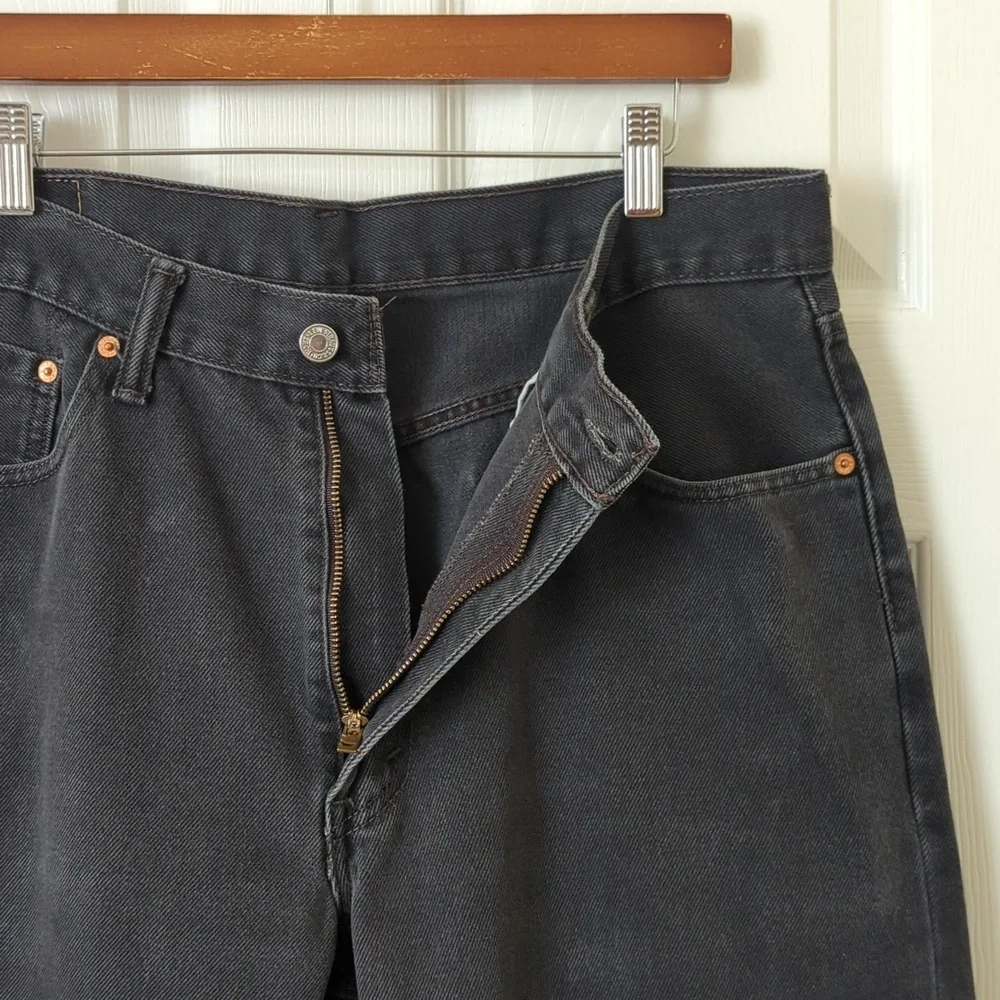 Levi's 550 Classic Rigid Relaxed Fit Straight Leg Raw Hem Jeans Black 36 x 30